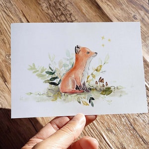 Carte aquarelle "Renard rêveur"