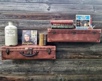 Półki ścienne „Walizka” – Walizka vintage – Półka retro – Półka ścienna w stylu vintage z walizką – Rustykalna dekoracja ścienna z recyklingu – Wystrój boho – Wyjątkowy