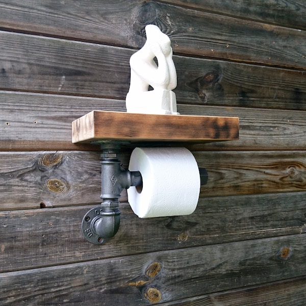 Dérouleur Papier Toilette En Bois Rustique - Fixation Murale Par Vis - Salle De Bain