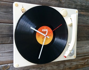 Horloge Platine Vinyle - Horloge Murale - Upcycling Vinyle - Platine Disque Recyclé - Décoration Vintage & Originale - Tourne Disque