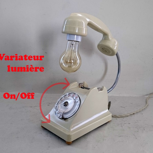Vintage Telephone Lamp U43 - Retro Bakelite Telephone - Retro Lamp - Ambiance Lamp - Upcycling Lighting - French phone U43