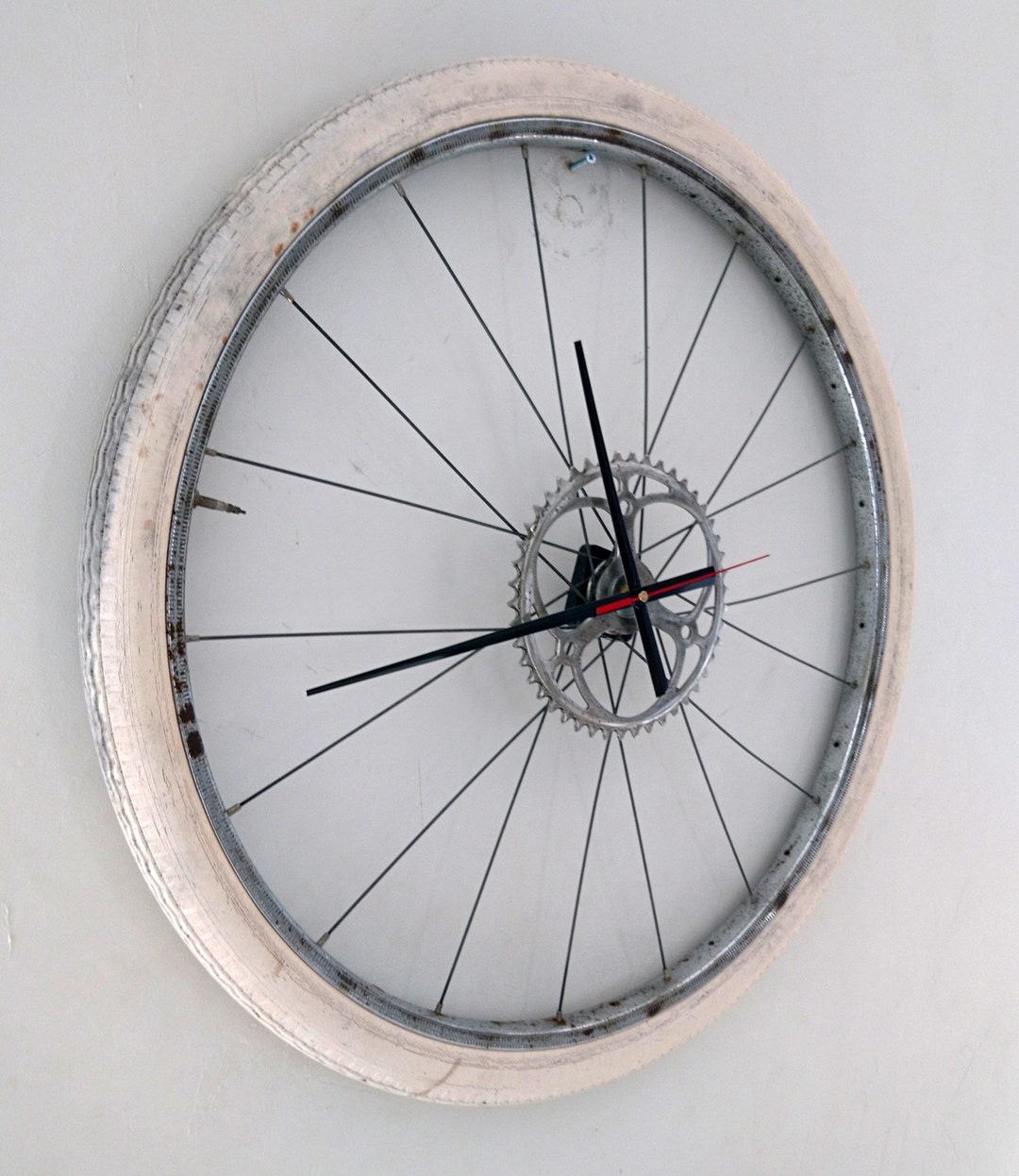 Bike Wheel Clock, Bicycle Wheel Clock, Wall Clock, Large Clock