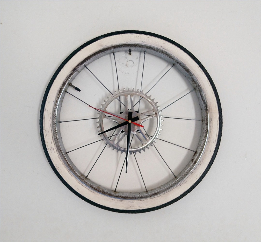 Bike Wheel Clock Bicycle Wheel Clock Wall Clock Large Etsy