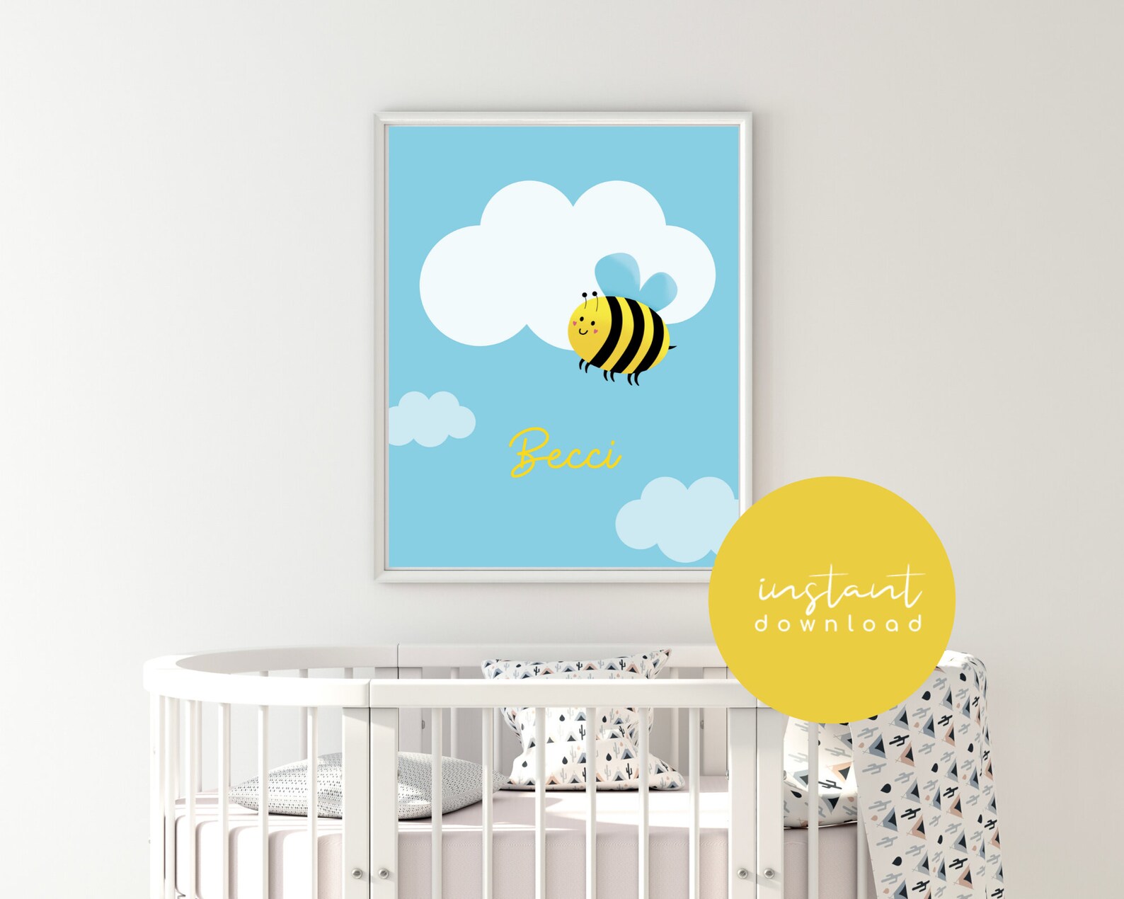 Cute bumble bee name poster INSTANT DOWNLOAD editable in Etsy