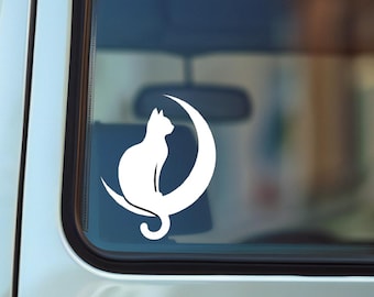 Moon Cat Vinyl Decal, Car Decal, Laptop Decal Sticker