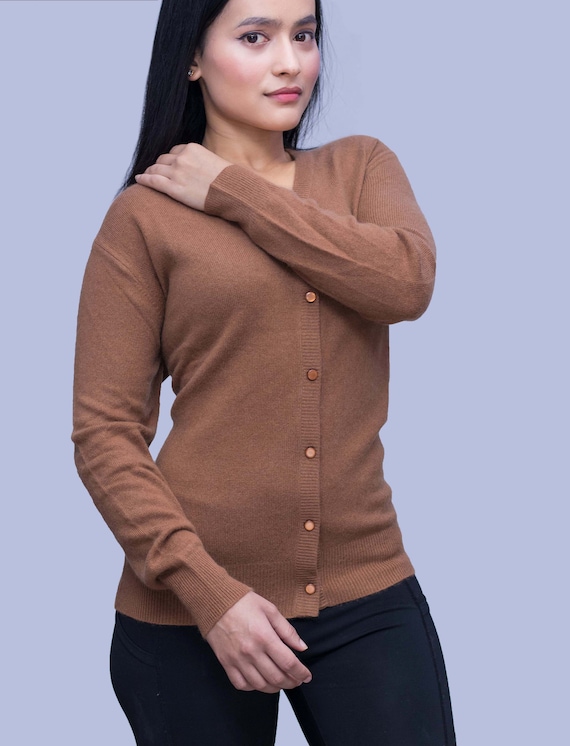 Nepali 100% Finest Cashmere Sweater Women V Neck Cardigen Design Genuine  Pashmina ,ladies V Neck Cardigen 