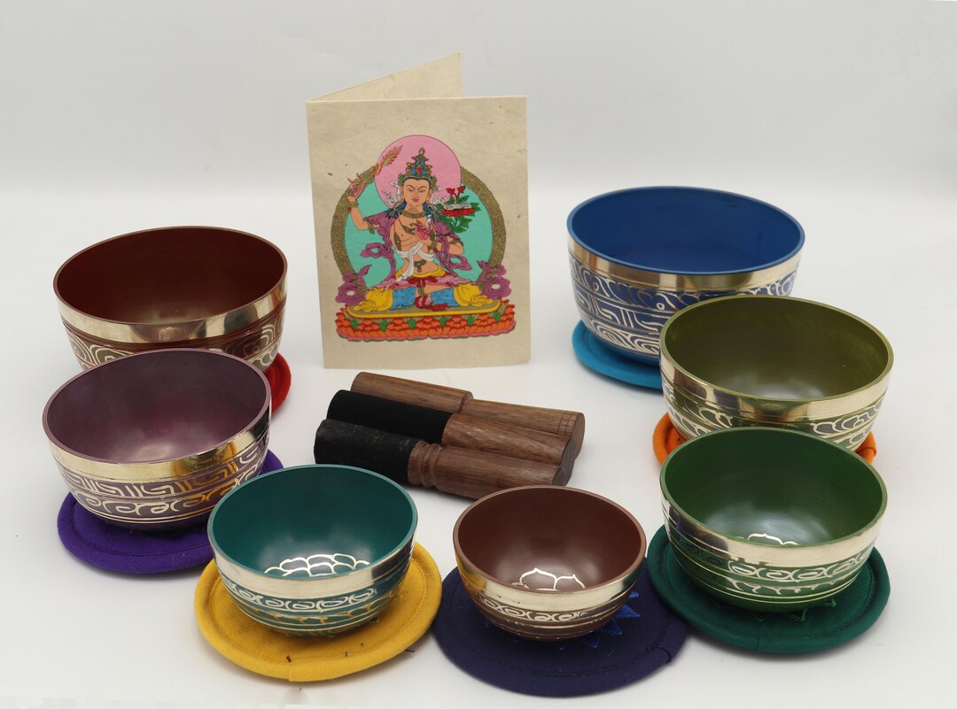 7 Chakra Healing Tibetan Singing Bowl, Sets of 7 Meditation Singing ...