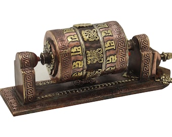 Beautiful 24cm Special Tibetan Buddhist Handcrafted 1 Hand Spinning Prayer Wheel Handheld Intricate design ~ Made in Nepal