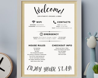 Airbnb Welcome Sign Template - Welcome Sign for Airbnb Hosts - Vacation Rental Printable - Guest Arrival Poster - Editable Canva Template