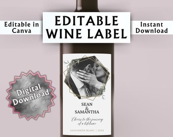 Golden Hour Minimalist Photo Wine Label Template - Canva Template - Custom Wine Label - Personalized Wine Label - Custom Wine Label Template