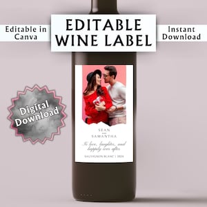 Vintage Pergament - Minimalistisches Foto Weinetikett Vorlage - Canva Vorlage - Personalisiertes Weinetikett - Benutzerdefiniertes Foto Weinetikett Canva Vorlage