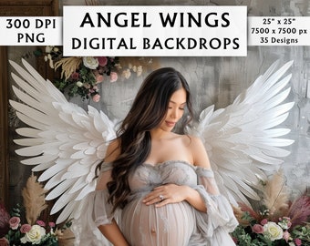 Angel Wings Maternity Digital Backdrops - Maternity Backgrounds - Maternity Photoshoot Digital Background - Instant Download - 35 Designs