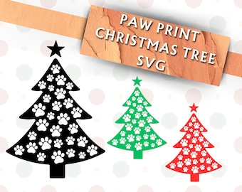 Paw Print Christmas Tree Svg Clipart - Christmas Svg - Christmas Tree Svg Bundle - Christmas Clipart - Christmas Shirt Svg - Digital Design