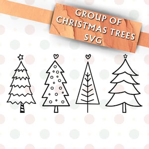 クリスマスツリーのグループ SVG クリップアート - クリスマス SVG - クリスマスツリー SVG バンドル - クリスマス クリップアート - クリスマス シャツ SVG - デジタル デザイン