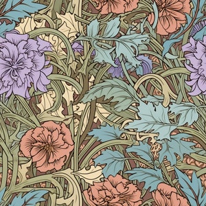 Preview image of a Seamless Pastel William Morris Inspired Digital Design Papers