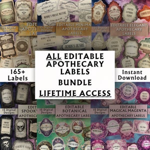 Cover image for ALL Editable Apothecary Labels BUNDLE LifeTime Access - FractalDesignsCo