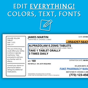 Preview image for an Editable Prescription Label Canva Template