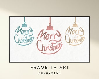 Christmas Frame TV Art - Merry Christmas Ornaments Art for TV - Holiday TV Frame Art - Xmas Frame Tv Art - Farmhouse Frame Tv - Download