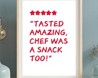 Red Chef Art Print, Chef Was Cute, Aesthetic Kitchen Decor, Cute Cooking Art, Kitchen Wall Art Print, Funny Kitchen Print, Funny Chef Art 01