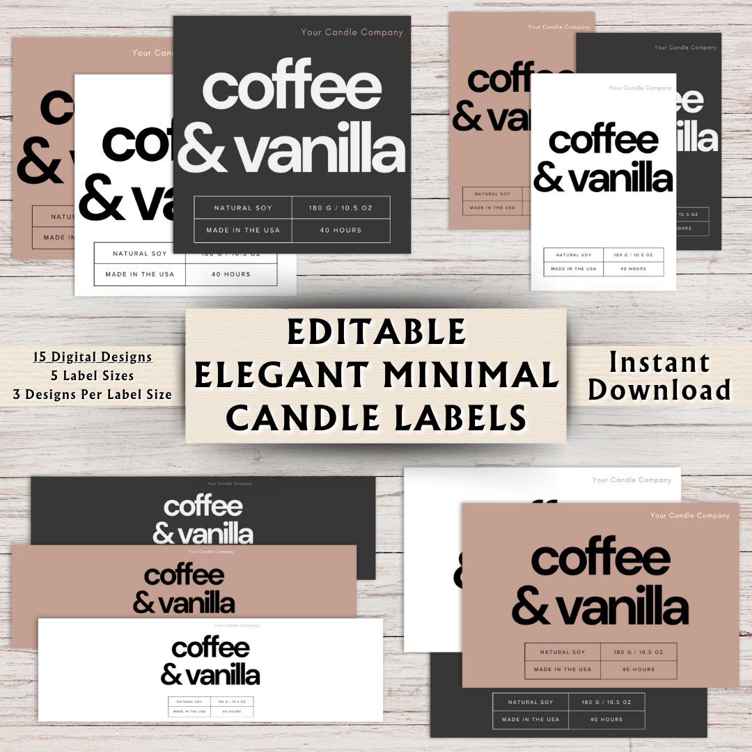 Editable Elegant Minimal Candle Label Templates - Candle Label Design ...