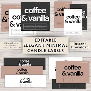 Editable Elegant Minimal Candle Label Templates - Candle Label Design - Candle Label Template Canva - Instant Download - 15 Designs