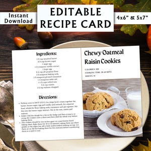 Modelo de cartão de receita editável - Cartão de receita para impressão - Cartão de receita pessoal - Cartões de receita para impressão para download - Download instantâneo #04
