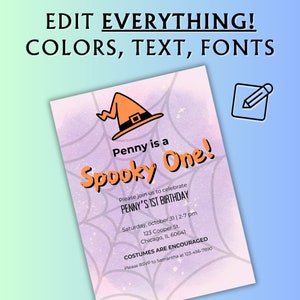 Editable Pink Halloween Birthday Invitation Template - Printable ...