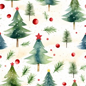Seamless Watercolor Christmas Inspired Digital Design Paper