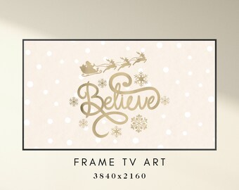 Christmas Frame TV Art - Believe Saying Art for TV - Holiday TV Frame Art - Xmas Frame Tv Art - Farmhouse Frame Tv - Instant Download