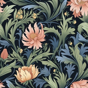 Preview image of a Seamless Pastel William Morris Inspired Digital Design Papers