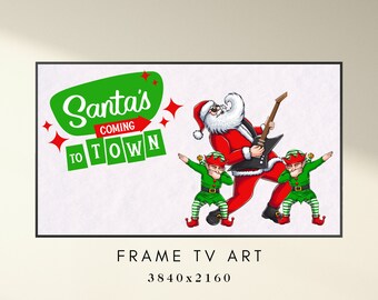 Weihnachten Rahmen TV Kunst - Weihnachtsmann kommt in die Stadt Kunst für TV - Urlaub TV Rahmen Kunst - Weihnachten Rahmen Tv Kunst - Lustige Rahmen Tv - Sofort Download