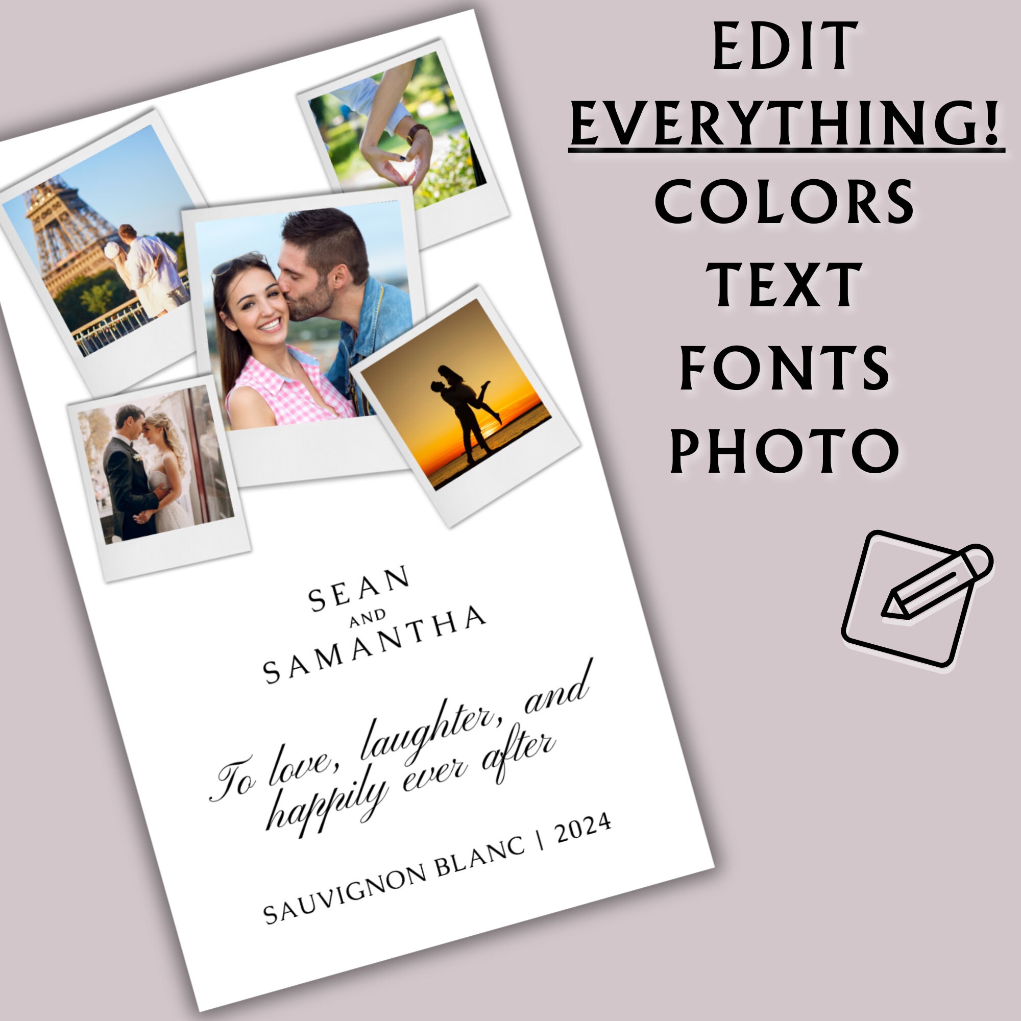 Snapshot Collage - Minimalist Photo Wine Label Template - Canva ...