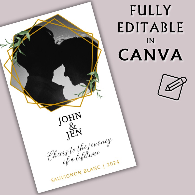 Preview image for an Editable Golden Hour Minimalist Photo Wine Label Canva Template