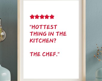 Red Chef Art Print, Chef Was Cute, Aesthetic Kitchen Decor, Cute Cooking Art, Kitchen Wall Art Print, Funny Kitchen Print, Funny Chef Art 10