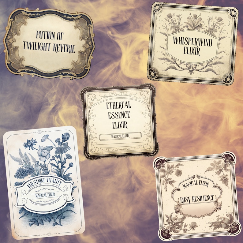 Preview image for an Editable Distressed Apothecary Labels Canva Template