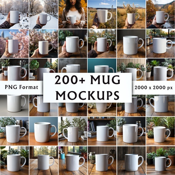 200+ Mug Mockup Bundle - White Ceramic Mug Mockup Bundle - White Mug Plain Mockup - Coffee Cup Mock up Bundle - Modern Mug Mockup Photos