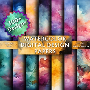 Cover image for 300+ Watercolor Digital Design Papers