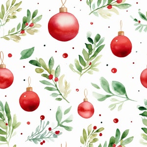 Seamless Watercolor Christmas Inspired Digital Design Paper