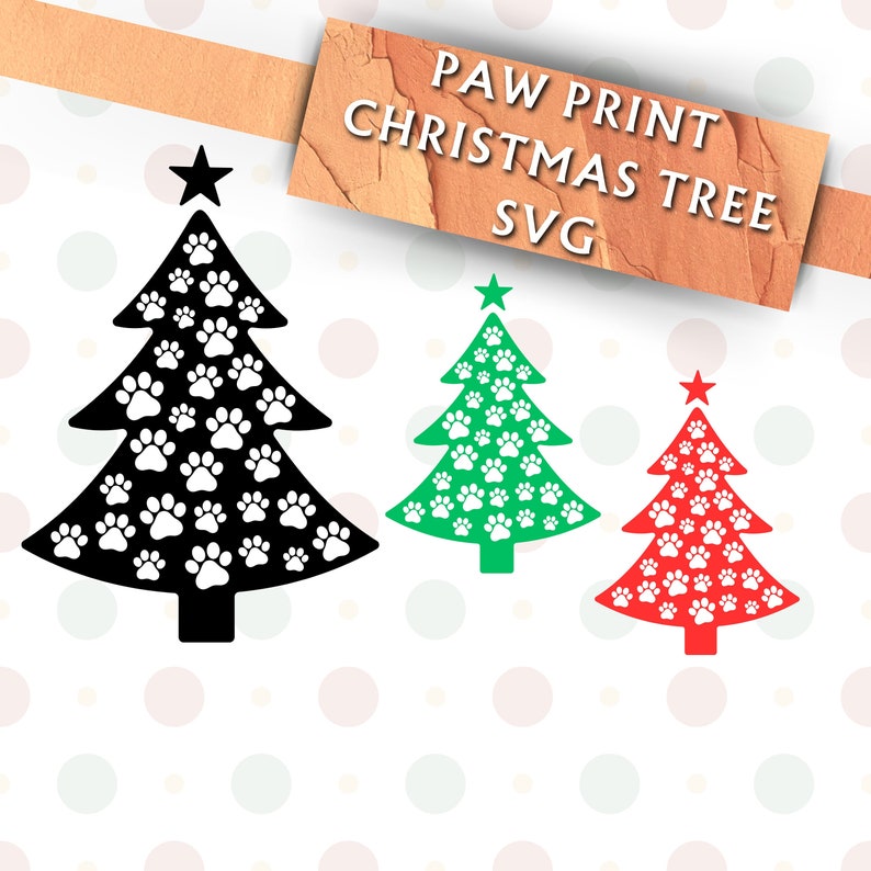 Paw Print Christmas Tree SVG Clipart