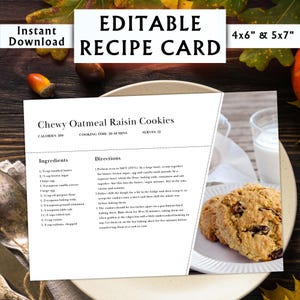 Editable Recipe Card Template - Printable Recipe Card - Personal Recipe Card - Downloadable Printable Recipe Cards - Instant Download #02