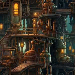 Preview image for 60+ Steampunk Environment Digital Design Papers