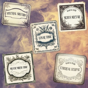 Preview image for an Editable Distressed Apothecary Labels Canva Template