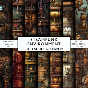 Cover image for 60+ Steampunk Environment Digital Design Papers