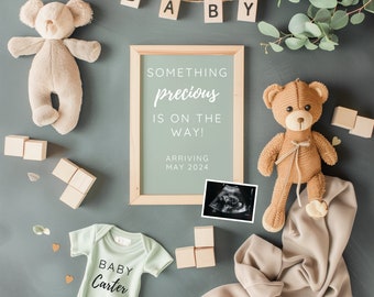 Digital Pregnancy Announcement - Gender Neutral Pregnancy Reveal - Boho Baby Announcement - Canva Template - Editable Instant Download #1