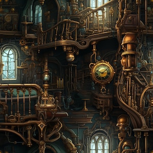 Preview image for 60+ Steampunk Environment Digital Design Papers