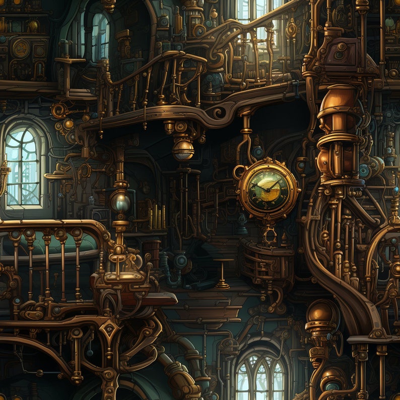 Preview image for 60+ Steampunk Environment Digital Design Papers