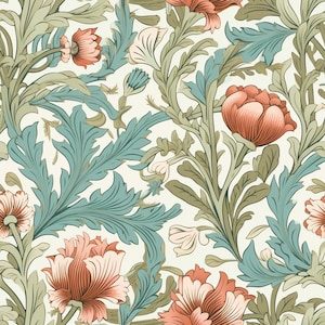 Preview image of a Seamless Pastel William Morris Inspired Digital Design Papers