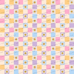 Preview image for Groovy Summer Floral Checkered Digital Design Paper