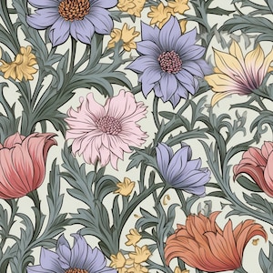 Preview image of a Seamless Pastel William Morris Inspired Digital Design Papers