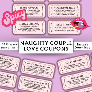 Cover image for a Naughty Couple Love Coupons Canva Template